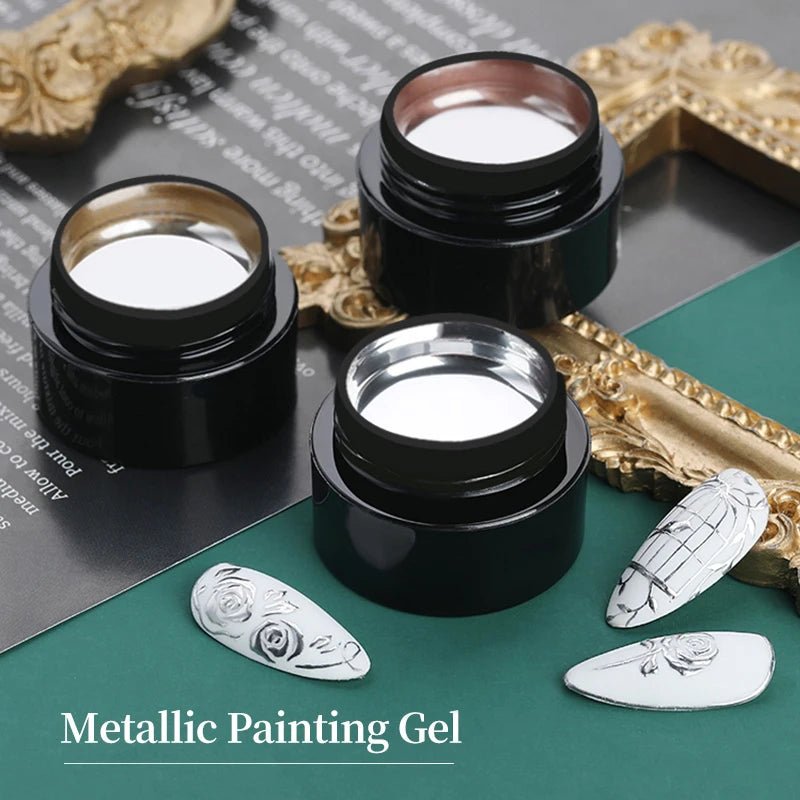 BORN PRETTY Metallic Painting Gel Gold Silver Mirror Effect Nail Polish Super Bright Drawing Line French Nail UV Painting Varnis - La Tienda Bella
