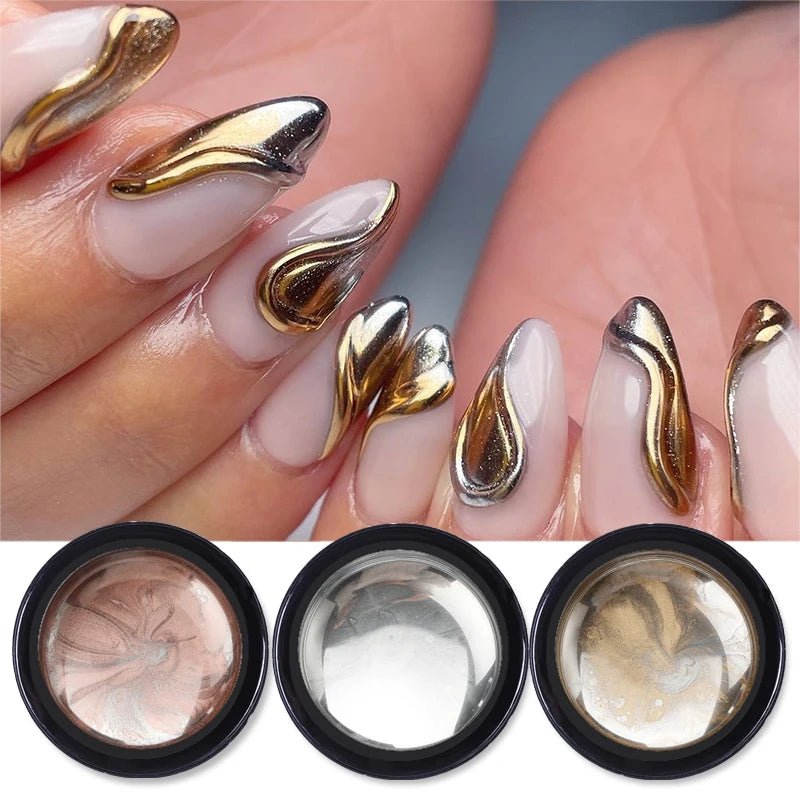 BORN PRETTY Metallic Painting Gel Gold Silver Mirror Effect Nail Polish Super Bright Drawing Line French Nail UV Painting Varnis - La Tienda Bella