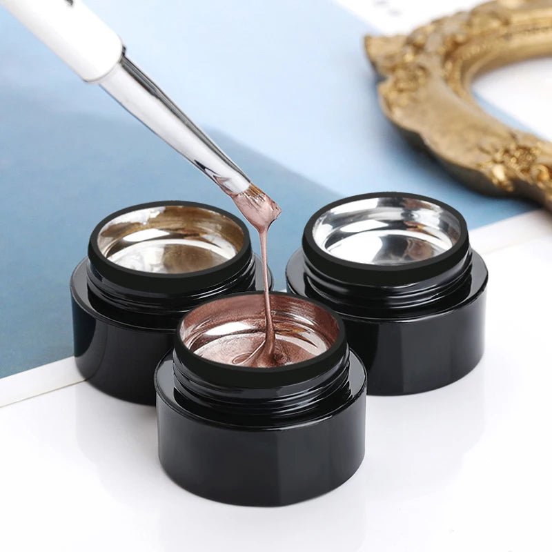 BORN PRETTY Metallic Painting Gel Gold Silver Mirror Effect Nail Polish Super Bright Drawing Line French Nail UV Painting Varnis - La Tienda Bella