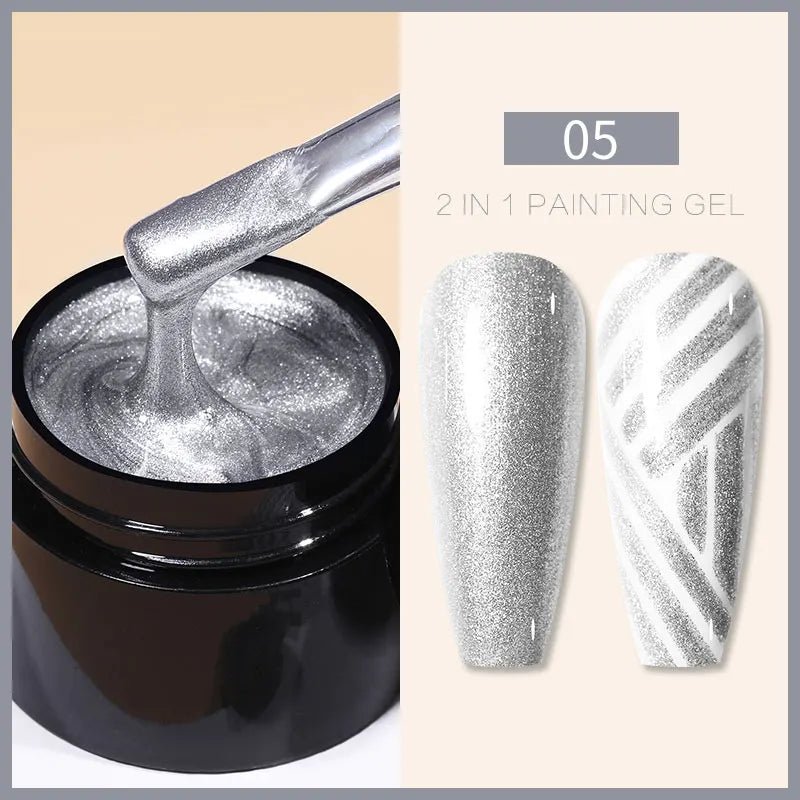 BORN PRETTY Metallic Painting Gel Gold Silver Mirror Effect Nail Polish Super Bright Drawing Line French Nail UV Painting Varnis - La Tienda Bella
