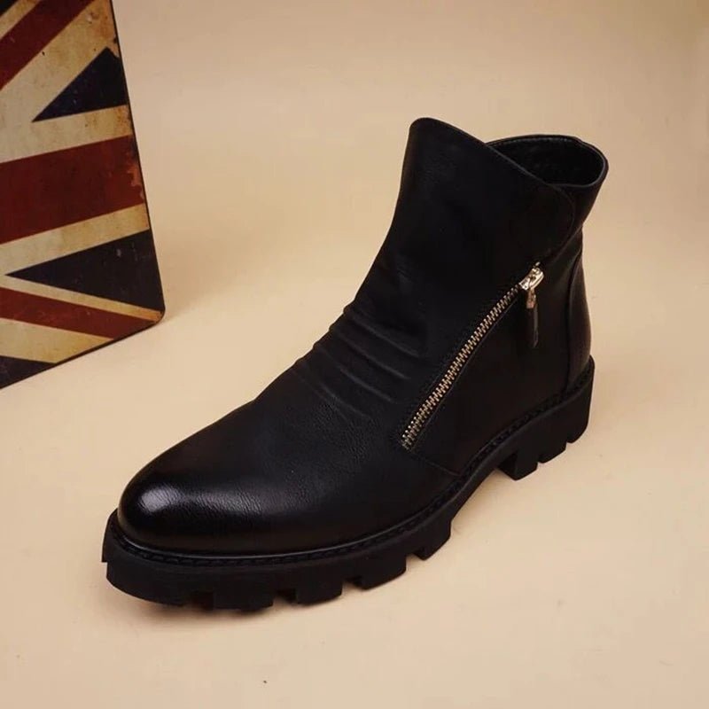Brand Men Botas Hombre Ankle Boots Fashion Men Leather Chelsea Boots Men Slip Ons Motorcycle Man Warm Boots Men Work Shoes - La Tienda Bella
