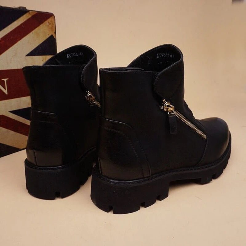 Brand Men Botas Hombre Ankle Boots Fashion Men Leather Chelsea Boots Men Slip Ons Motorcycle Man Warm Boots Men Work Shoes - La Tienda Bella