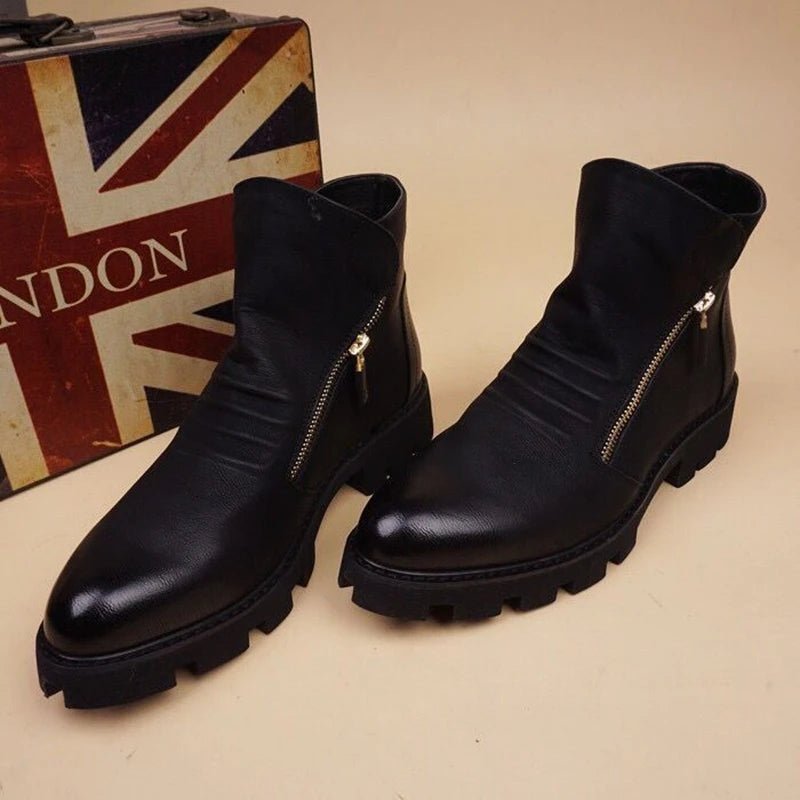 Brand Men Botas Hombre Ankle Boots Fashion Men Leather Chelsea Boots Men Slip Ons Motorcycle Man Warm Boots Men Work Shoes - La Tienda Bella