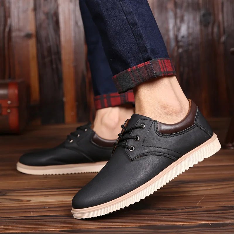 Casual Shoes Men Leather Men 2023 Summer Brand Comfortable Flat Shoes for Men Trendy Sneaker Men Lace Up Oxfords Shoes - La Tienda Bella
