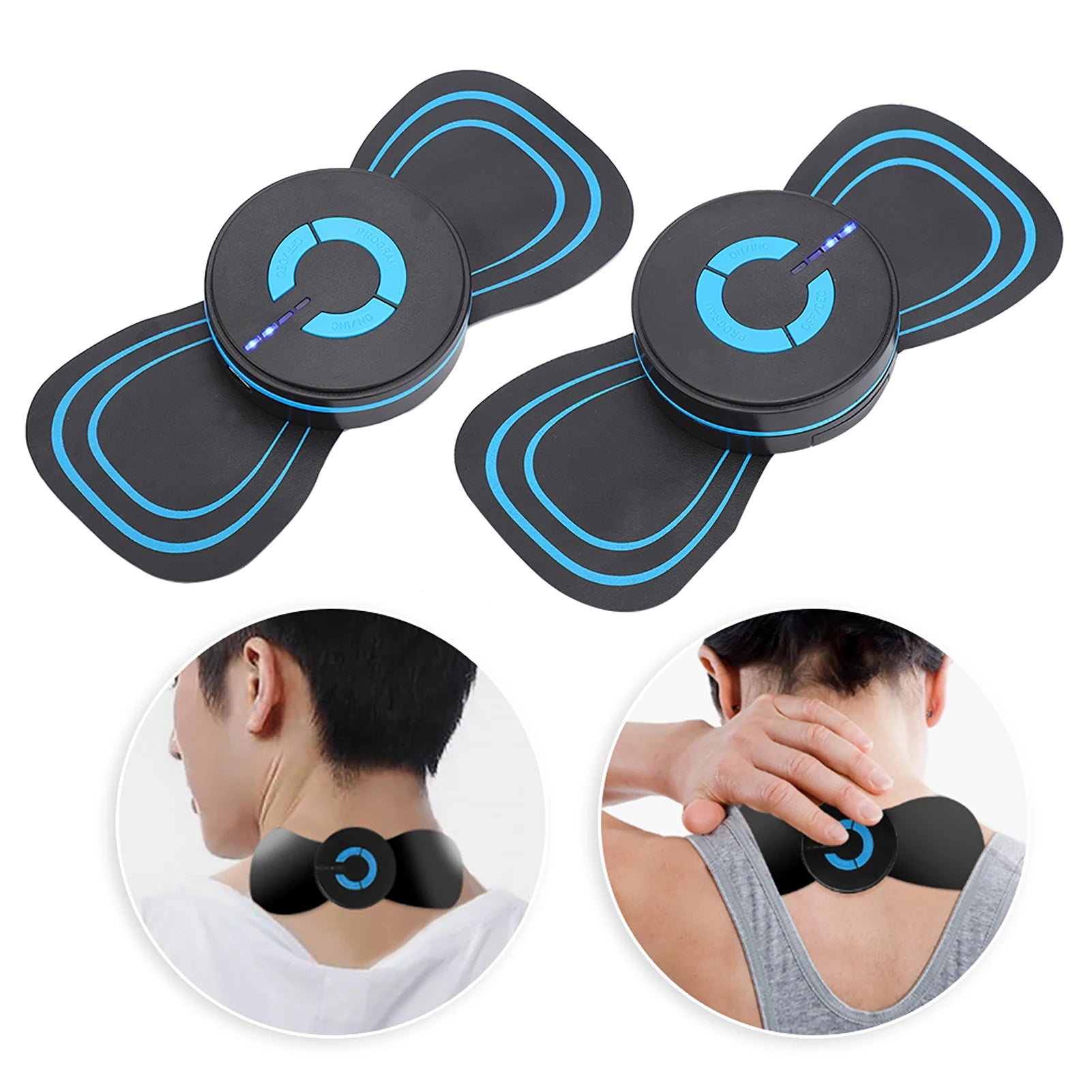 Cervical Massager Mini Neck Massager Cervical Massage Pads Pain Relief Muscle Stimulator EMS Muscle Stimulator Neck Massager - La Tienda Bella
