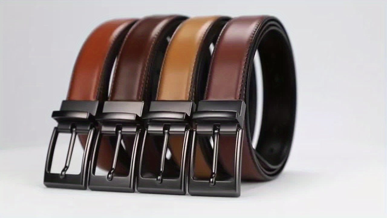 "Chaoren Reversible Leather Belt for Men, 1 3/8"" Width, Dress Pants, 2 Styles in One" - La Tienda Bella