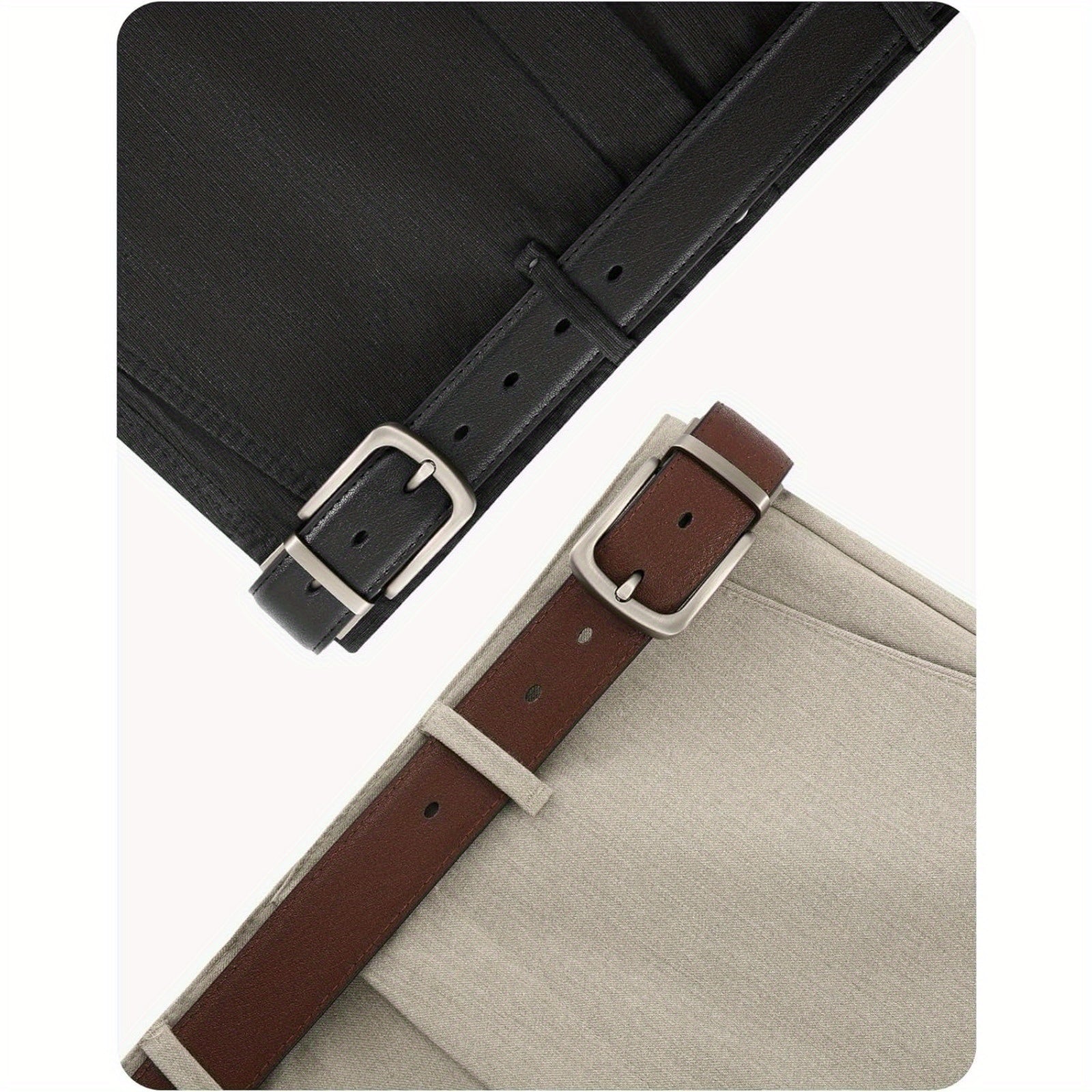 "Chaoren Reversible Leather Belt for Men, 1 3/8"" Width, Dress Pants, 2 Styles in One" - La Tienda Bella