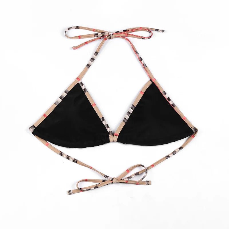 Check Bikini Sets Luxury Designer Brand Classic Print Swimsuit Two-piece Fashion Sexy Beach - La Tienda Bella