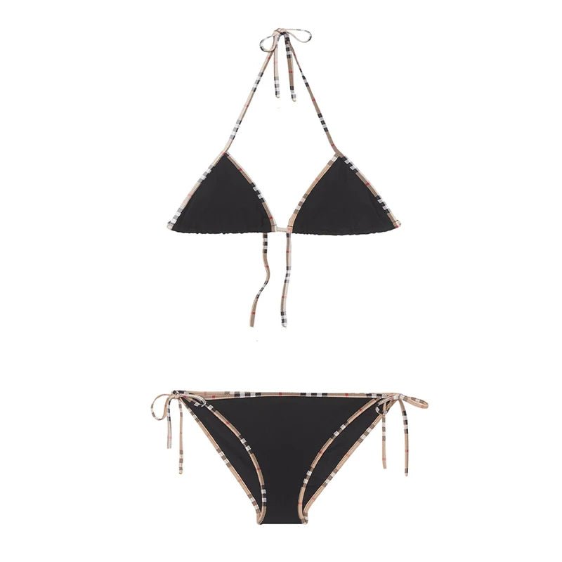 Check Bikini Sets Luxury Designer Brand Classic Print Swimsuit Two-piece Fashion Sexy Beach - La Tienda Bella