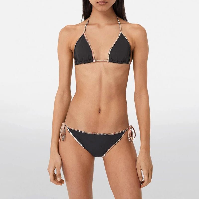 Check Bikini Sets Luxury Designer Brand Classic Print Swimsuit Two-piece Fashion Sexy Beach - La Tienda Bella