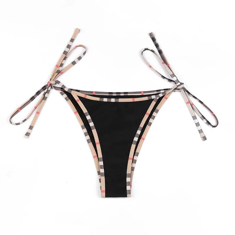 Check Bikini Sets Luxury Designer Brand Classic Print Swimsuit Two-piece Fashion Sexy Beach - La Tienda Bella