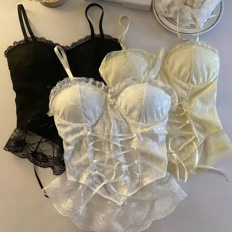Clothes blouses sexy crop tops women corset lace bandage T-shirt camisole woman - La Tienda Bella