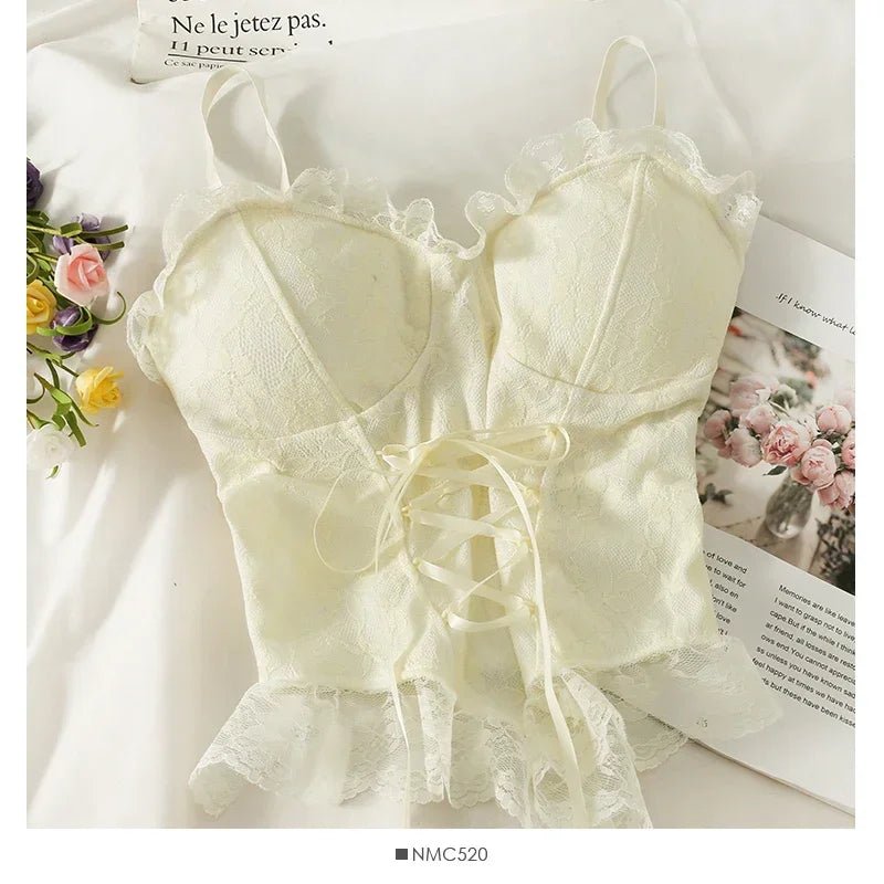 Clothes blouses sexy crop tops women corset lace bandage T-shirt camisole woman - La Tienda Bella