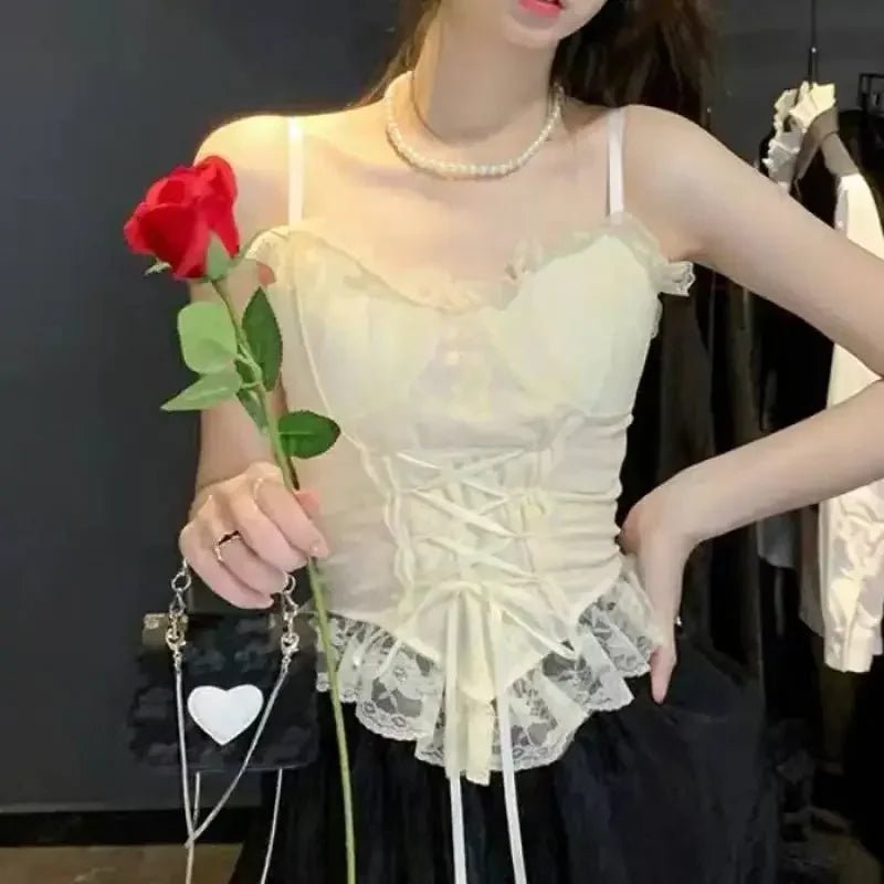 Clothes blouses sexy crop tops women corset lace bandage T-shirt camisole woman - La Tienda Bella