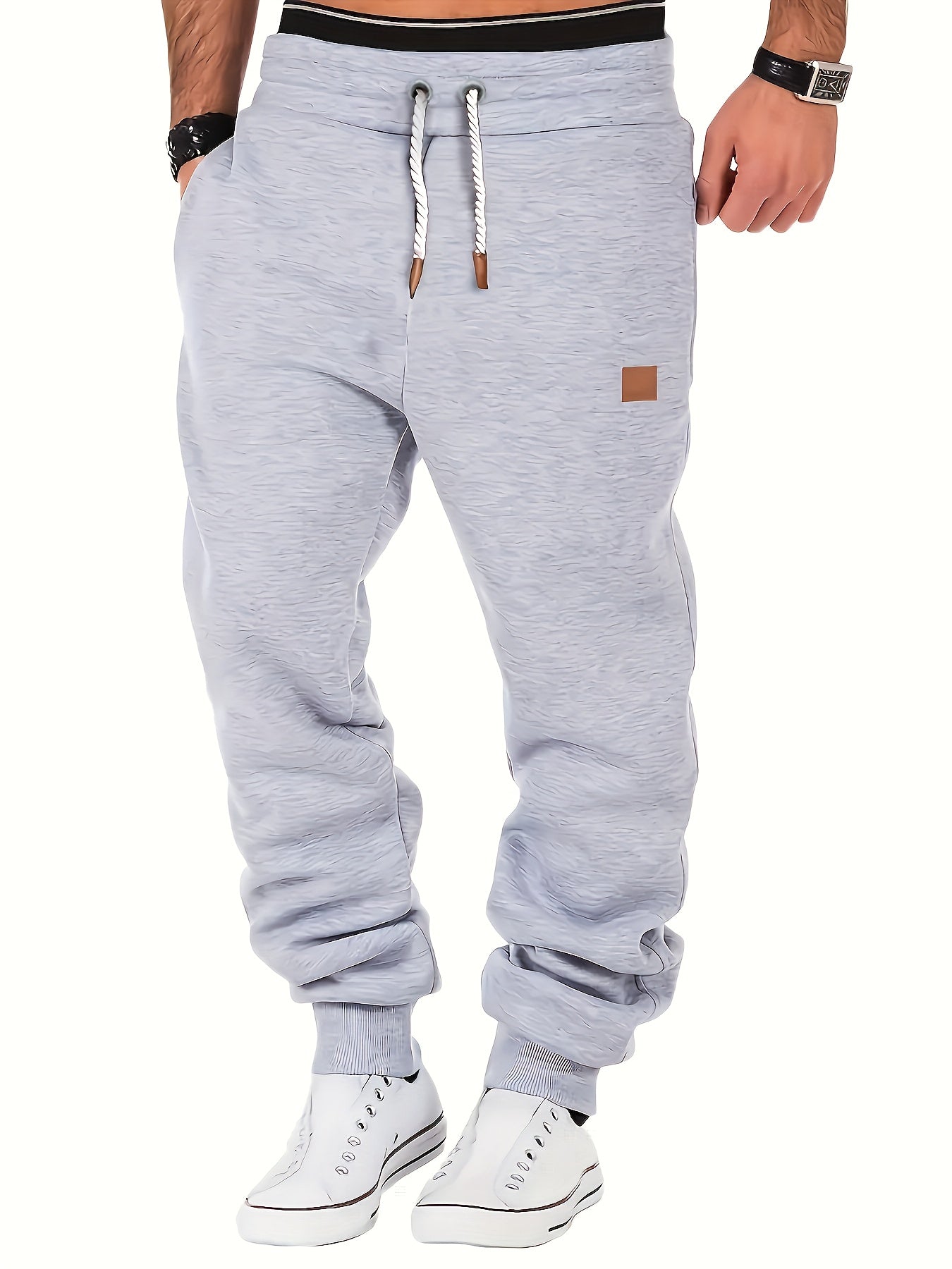 Cozy Solid Color Sweatpants for Men - Soft, Warm, and Comfortable with Drawstring, Multiple Pockets, and Relaxed Fit for Winter Sports and Everyday Casual Wear - La Tienda Bella