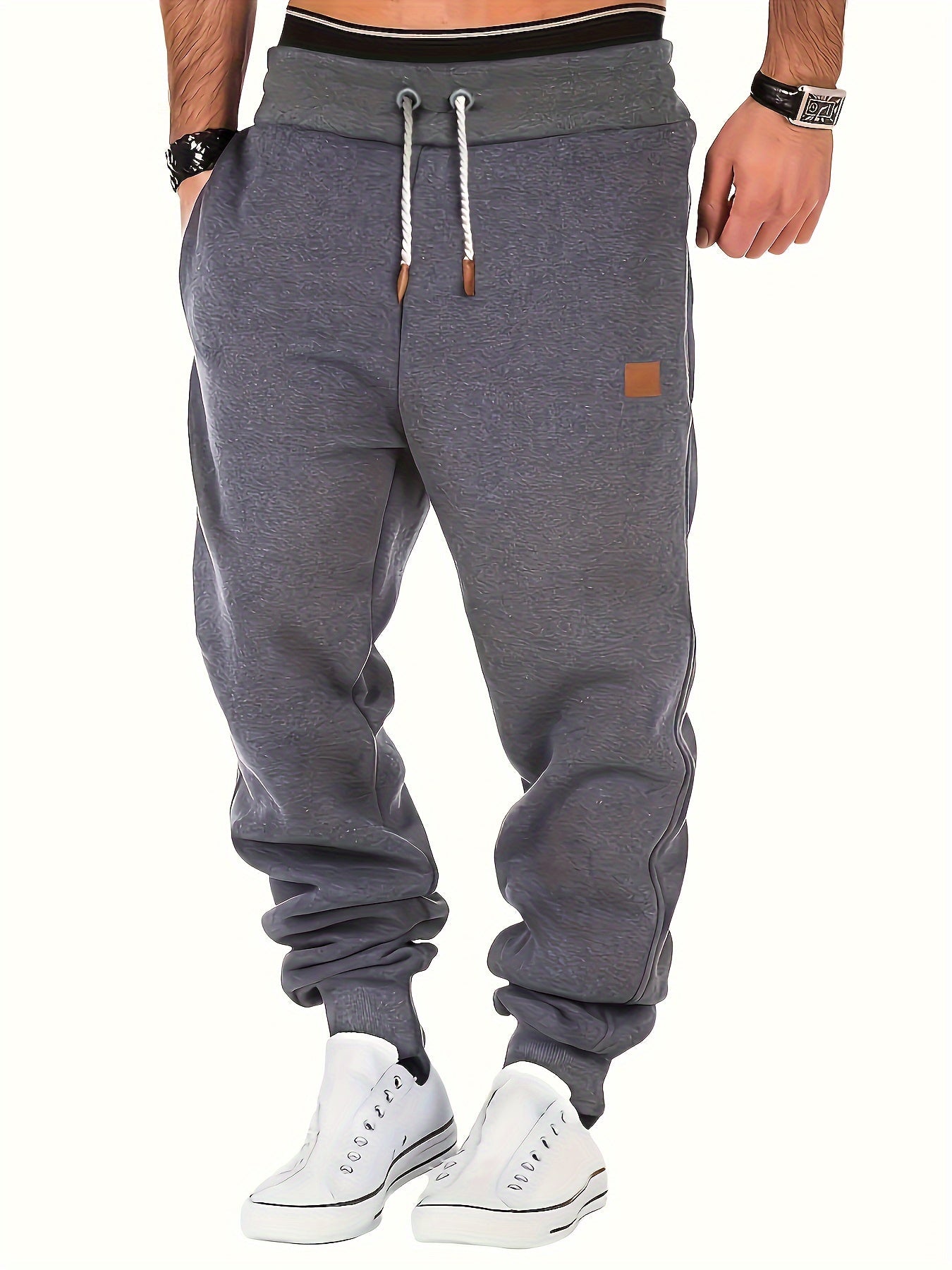 Cozy Solid Color Sweatpants for Men - Soft, Warm, and Comfortable with Drawstring, Multiple Pockets, and Relaxed Fit for Winter Sports and Everyday Casual Wear - La Tienda Bella