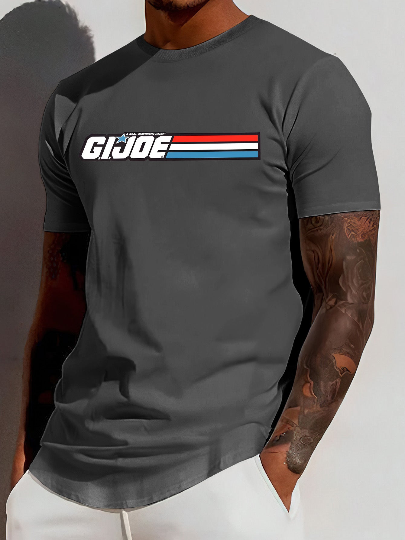 Creative Letter Print T-Shirt - Relaxed Fit, Classic Crew Neck, Short Sleeves, Edgy Modern Streetwear Style for Men - Perfect for Summer Fashion, Casual Outings, and Everyday Wear - La Tienda Bella