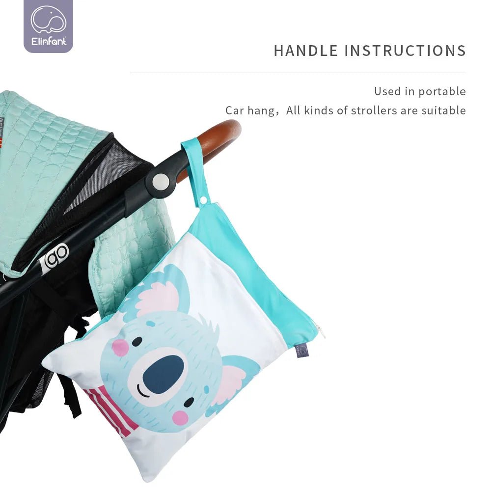Elinfant Baby Diaper Bag Cartoon Print Waterproof Wet Dry Nappy Zipper Handbag - La Tienda Bella