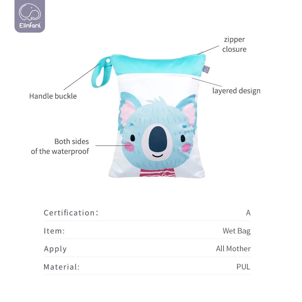 Elinfant Baby Diaper Bag Cartoon Print Waterproof Wet Dry Nappy Zipper Handbag - La Tienda Bella