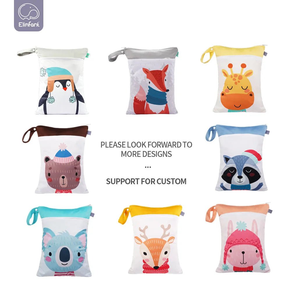 Elinfant Baby Diaper Bag Cartoon Print Waterproof Wet Dry Nappy Zipper Handbag - La Tienda Bella