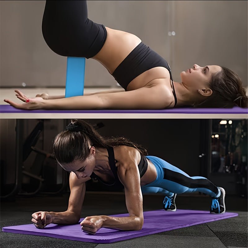 Extra Thick Non - Slip Yoga Mat for Men & Women - Shock Absorbing, Soundproof Fitness Mat for Indoor Workouts - Black/Purple - La Tienda Bella