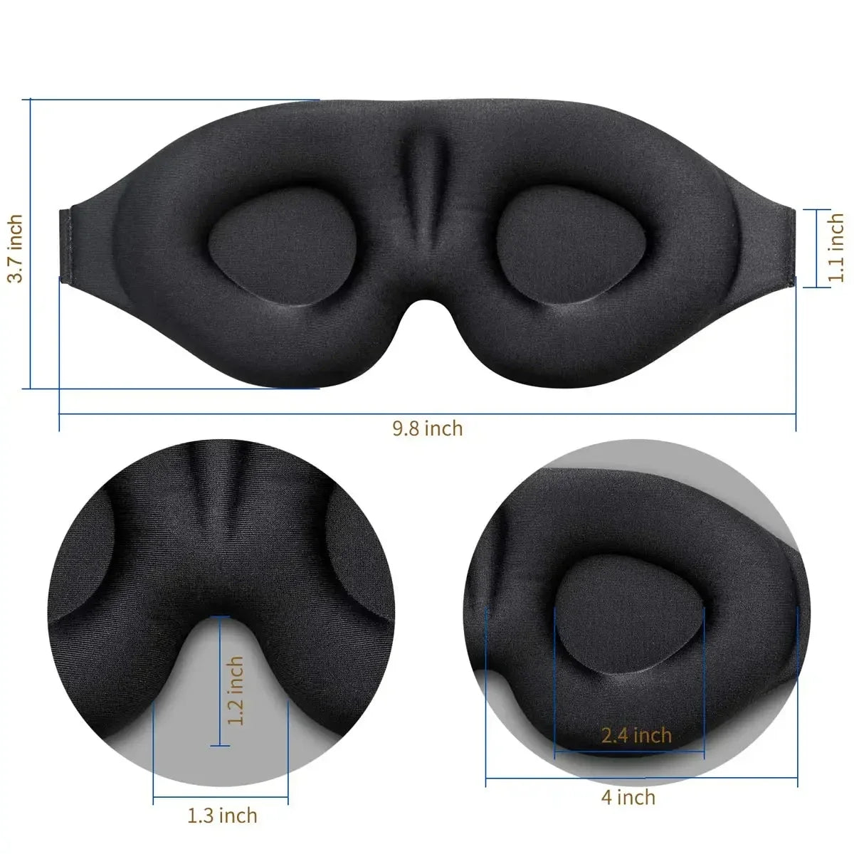 Eye Mask for Sleeping 3D Contoured Cup Blindfold Concave Molded Night Sleep Mask Block Out Light with Women Men - La Tienda Bella