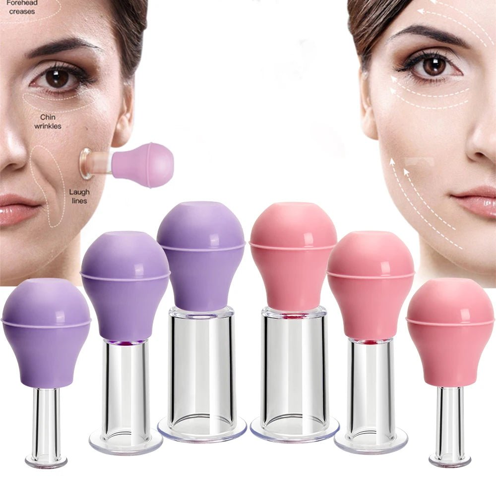 Facial Massage Cups Rubber Vacuum Cupping Skin Lifting Anti Cellulite Massager for Face Pvc Body Cups Skin Scraping Massage Jar - La Tienda Bella