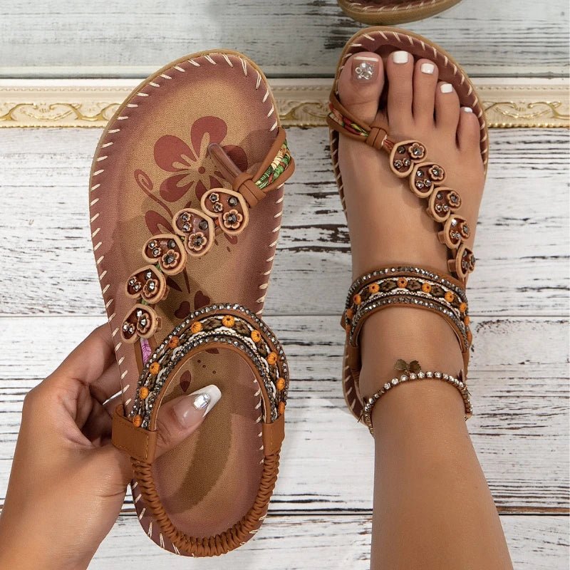 Fashion Retro Women Shoes Summer New Flat Shoe Comfor Soft Sole Bohemian Ethnic Style Women Sandals Simple Anti Slip Flat Sandal - La Tienda Bella