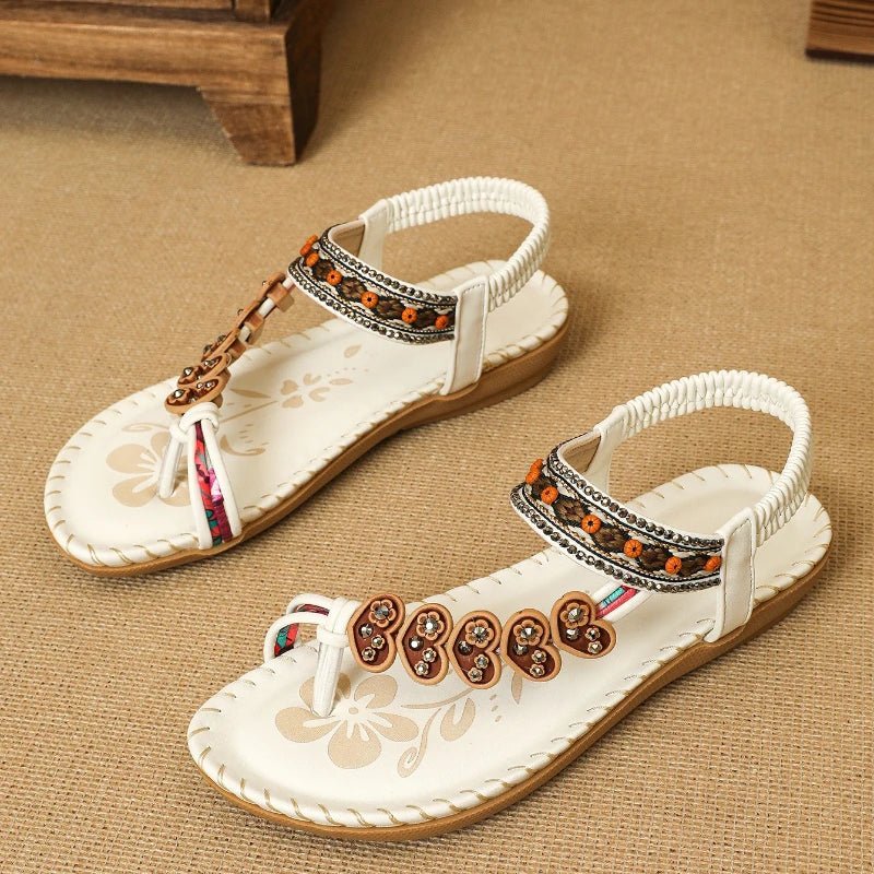 Fashion Retro Women Shoes Summer New Flat Shoe Comfor Soft Sole Bohemian Ethnic Style Women Sandals Simple Anti Slip Flat Sandal - La Tienda Bella
