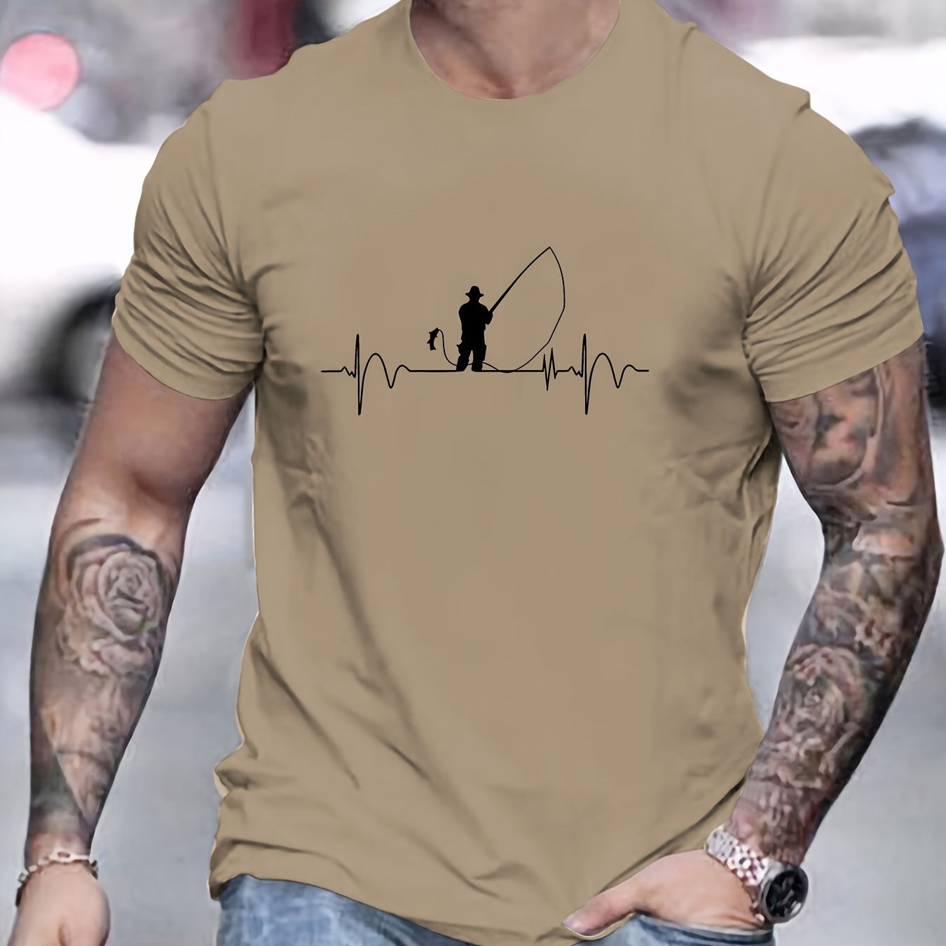 Fishing Print T Shirt, Tees For Men, Casual Short Sleeve T-shirt For Summer - La Tienda Bella