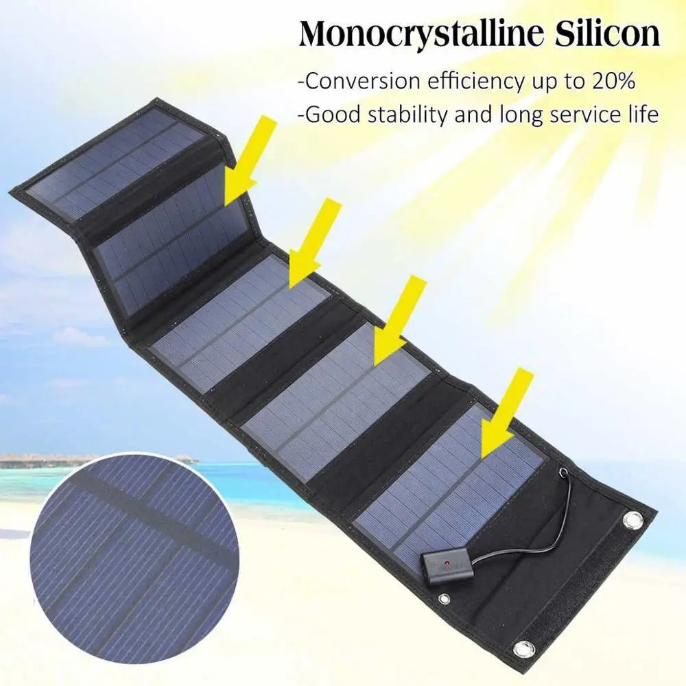 Foldable Solar Panel 5V 12W USB Solar Cell Portable Folding Waterproof Solar Panel Charger Outdoor Mobile Power Battery Charger - La Tienda Bella