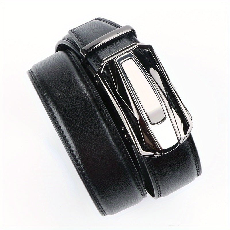 Genuine Leather 2pcs Ratchet Belt for Men - Adjustable Automatic Durable Alloy Buckle, High - Quality Leather Panel, Versatile Casual Business Style, Easy to Wear - Suitable for Any Occasion Valentine's Day - La Tienda Bella