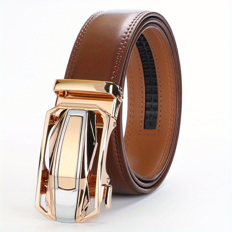 Genuine Leather 2pcs Ratchet Belt for Men - Adjustable Automatic Durable Alloy Buckle, High - Quality Leather Panel, Versatile Casual Business Style, Easy to Wear - Suitable for Any Occasion Valentine's Day - La Tienda Bella
