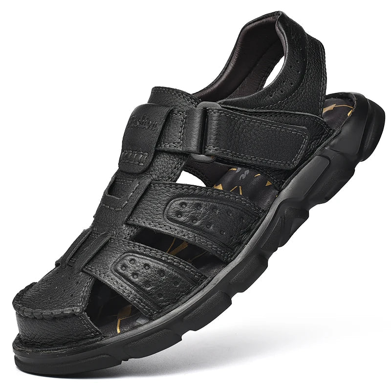 Genuine Leather Casual Shoes For Men High Quality Classic Men Sandals Summer Outdoor Walking Men Sneakers Breathable Men Sandals - La Tienda Bella