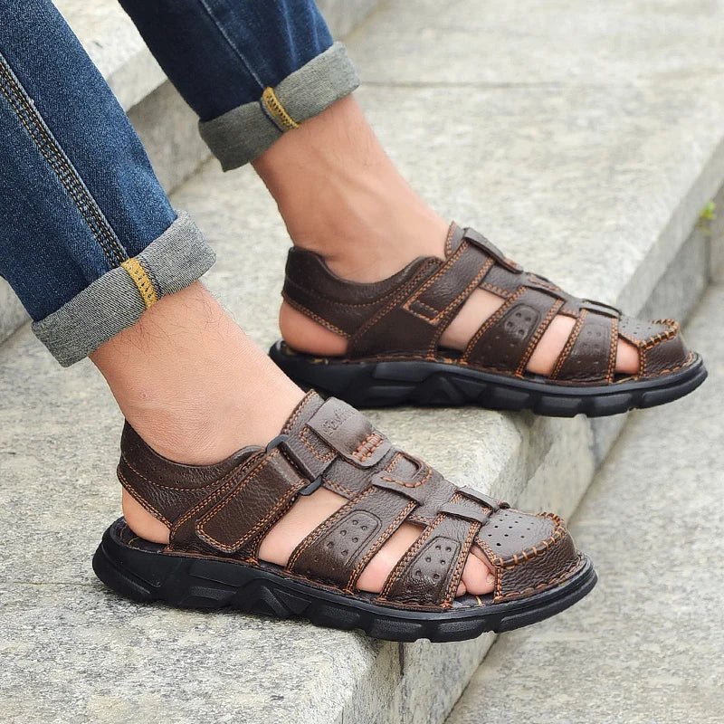 Genuine Leather Casual Shoes For Men High Quality Classic Men Sandals Summer Outdoor Walking Men Sneakers Breathable Men Sandals - La Tienda Bella