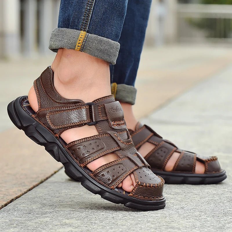 Genuine Leather Casual Shoes For Men High Quality Classic Men Sandals Summer Outdoor Walking Men Sneakers Breathable Men Sandals - La Tienda Bella