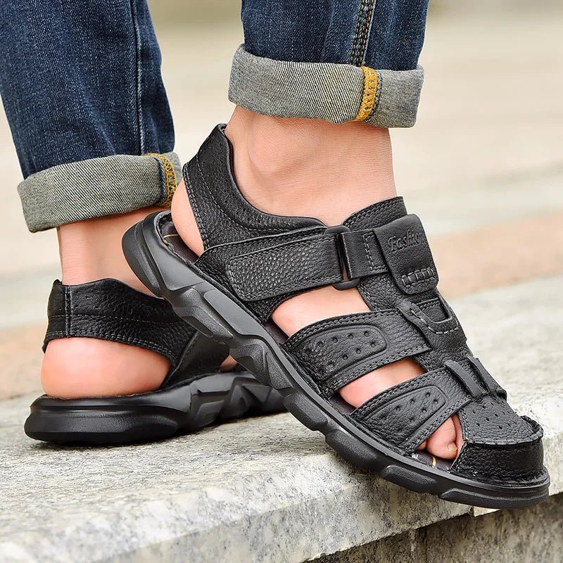 Genuine Leather Casual Shoes For Men High Quality Classic Men Sandals Summer Outdoor Walking Men Sneakers Breathable Men Sandals - La Tienda Bella