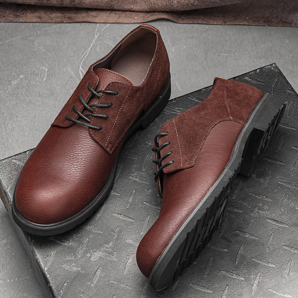 Genuine Leather Men Derby Shoes Thick Sole Men Casual shoes Men Leather Shoes - La Tienda Bella