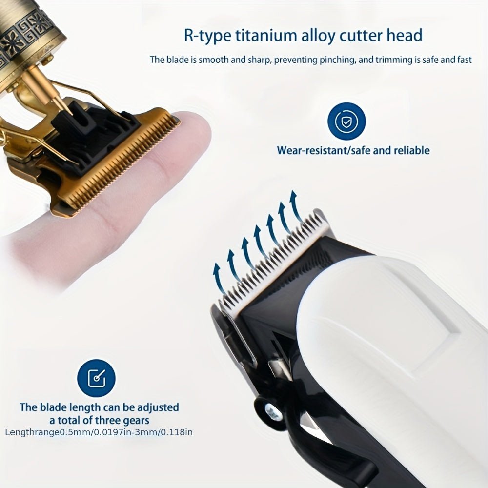 Hair Clipper Three Set, Professional Hair Clippers Trimmer & Electric Foil Shavers Set Beard Trimmer for Men Cordless T - Blade Hair Trimmer Electric Razor, Men'S Beard Grooming Kit - La Tienda Bella
