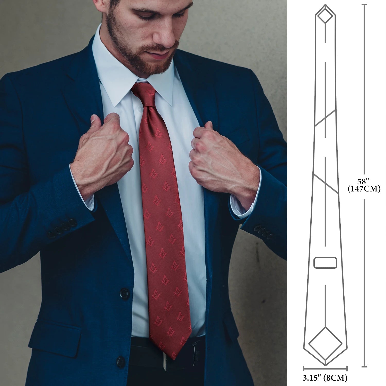 HAWSON New Design Masonic neckties for men Compass G Letter Pattern for Freemason Members 8CM Polyester Tie Party Gift - La Tienda Bella