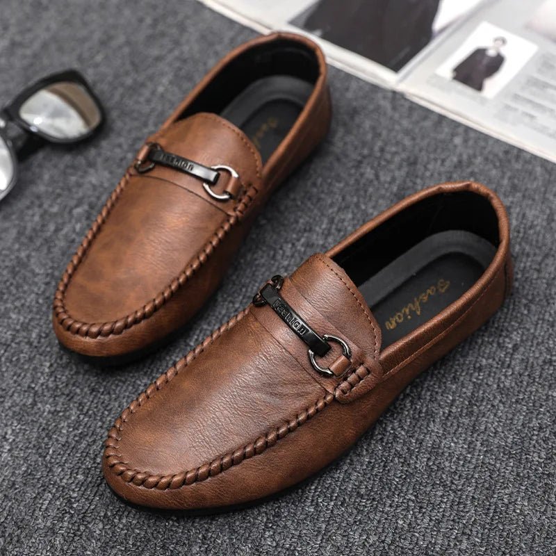 High Quality Leather Men Casual Shoes Comfortable Light Men Loafers Formal Men Dress Shoes Breathable Slip on Men Driving Shoes - La Tienda Bella