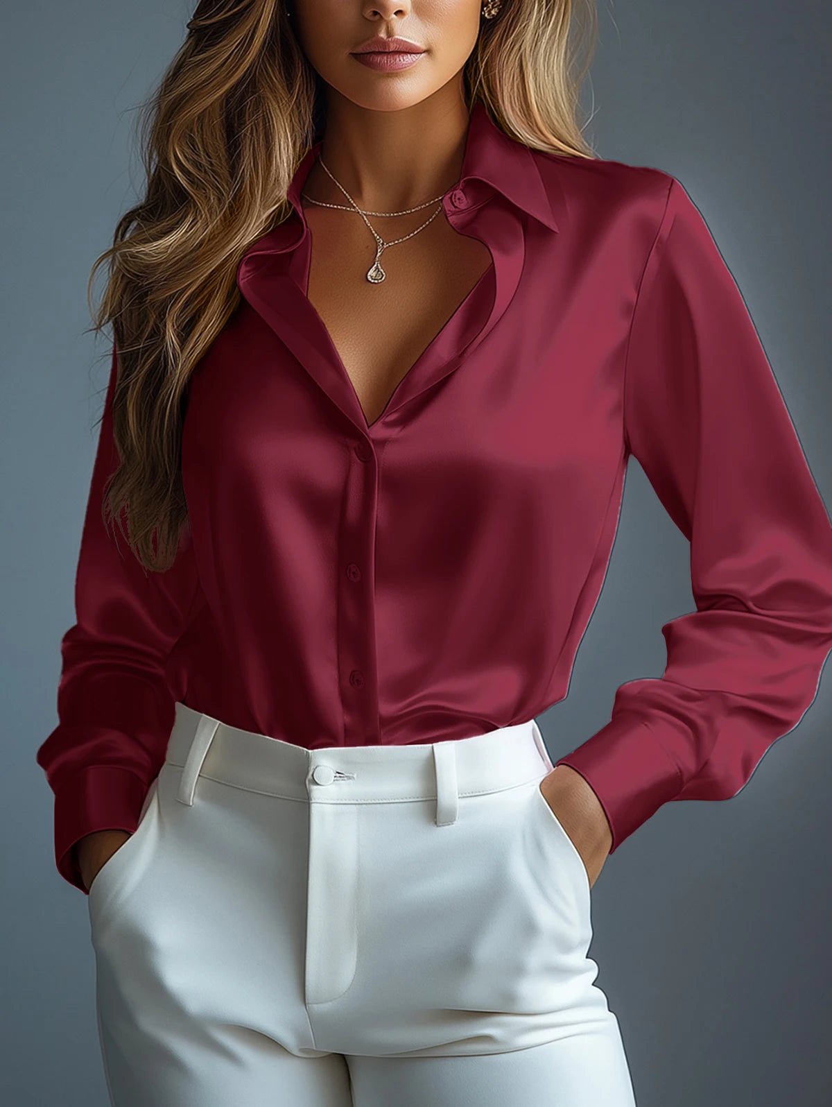 High-Waist Wide-Leg Pants for Women – Elegant Office Trousers - La Tienda Bella