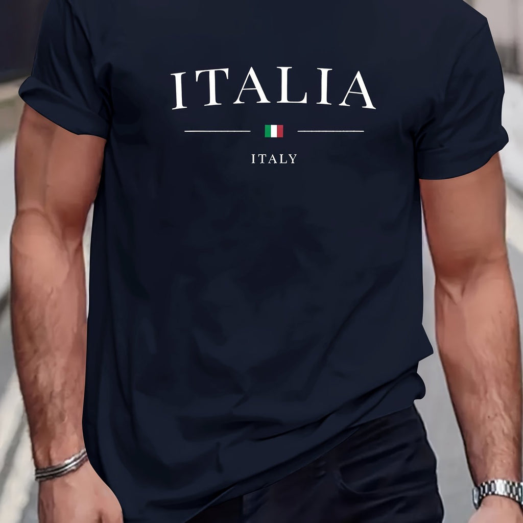 Italia Chic Short - Sleeve Tee - Stylish Casual Design, Ultra - Comfortable Fabric, Classic Round Neck, Regular Fit, Versatile Fashion for Men - Perfect for Spring and Summer Everyday Wear - La Tienda Bella