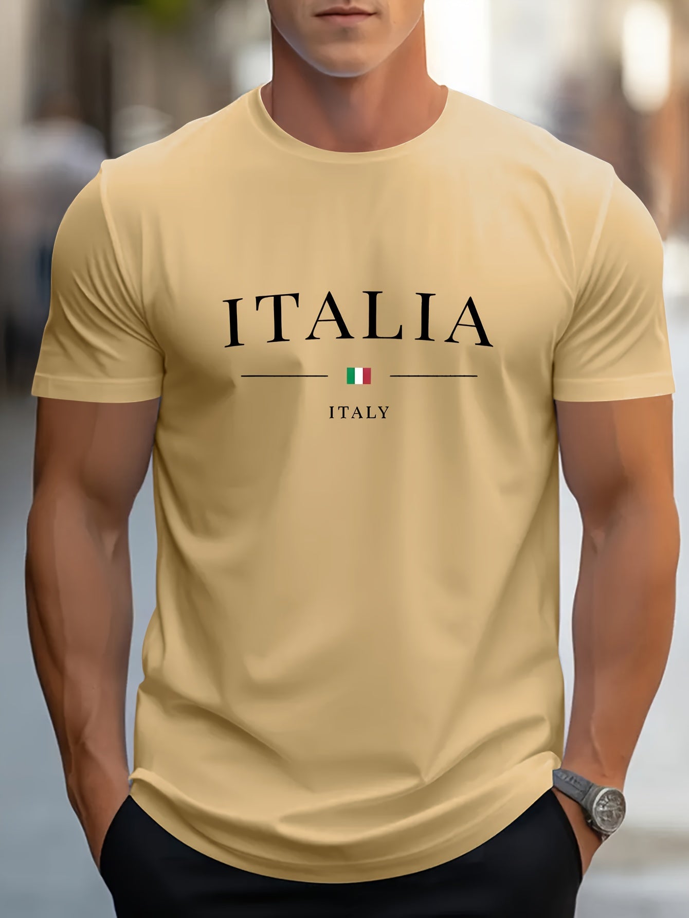 Italia Chic Short - Sleeve Tee - Stylish Casual Design, Ultra - Comfortable Fabric, Classic Round Neck, Regular Fit, Versatile Fashion for Men - Perfect for Spring and Summer Everyday Wear - La Tienda Bella