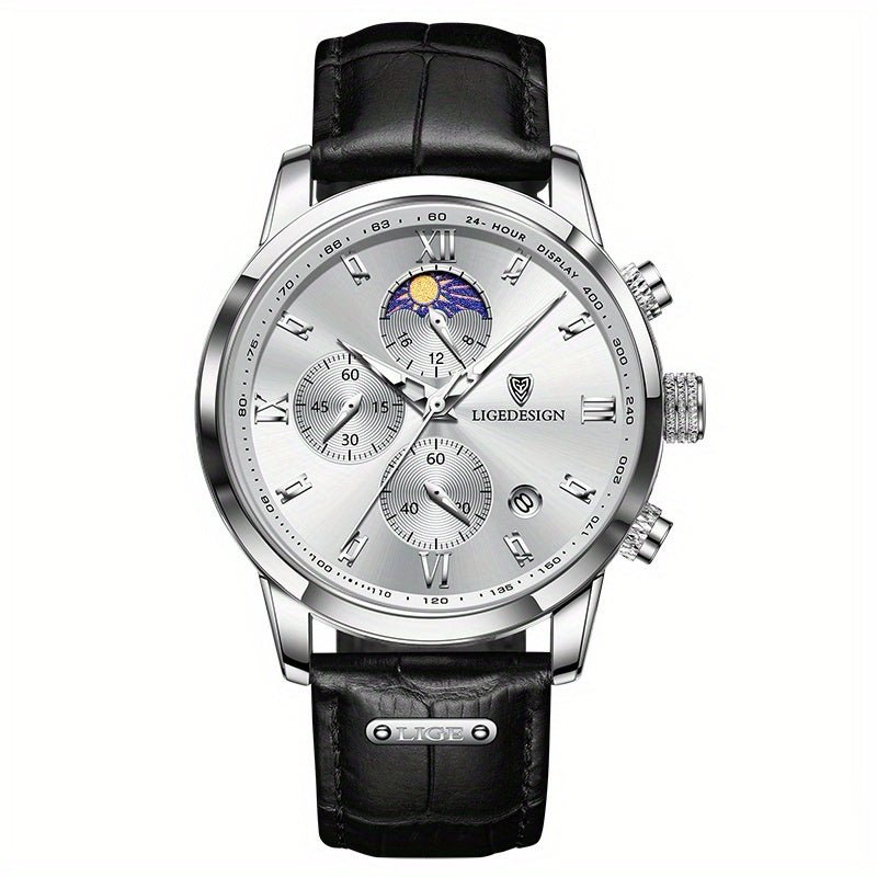 LIGE Men Watch Luxury PU Leather Sport Quartz Wristwatch Chronograph Watch For Men Masculino Men Gift Christmas Gift - La Tienda Bella