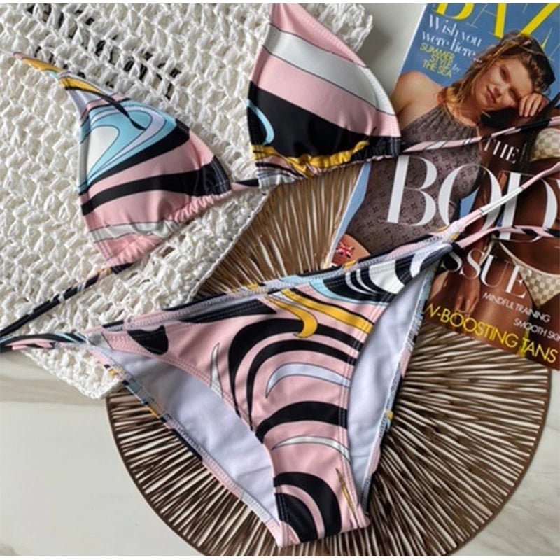 Luxury Design Women's Sexy Small Chest Push-up Kini Set Swimsuit Brand Beach Swimsuit Print - La Tienda Bella