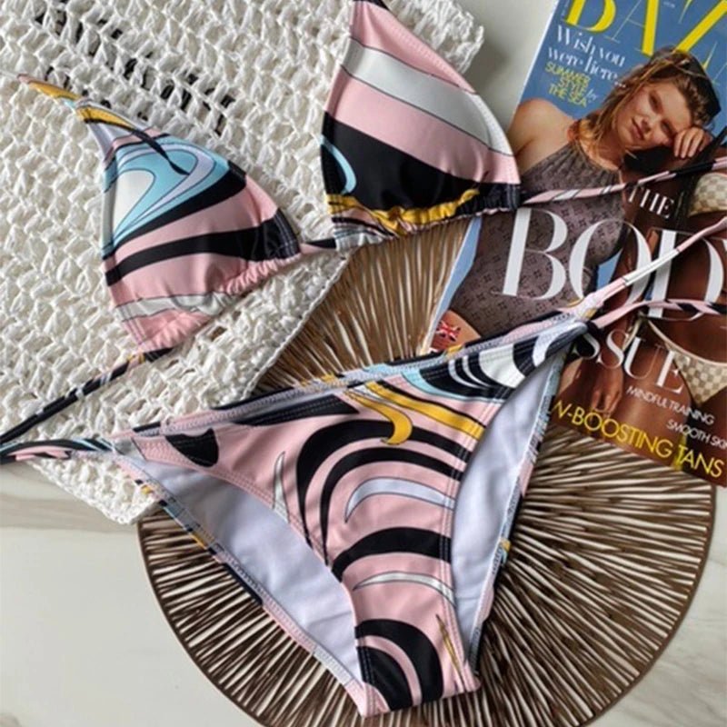 Luxury Design Women's Sexy Small Chest Push-up Kini Set Swimsuit Brand Beach Swimsuit Print - La Tienda Bella