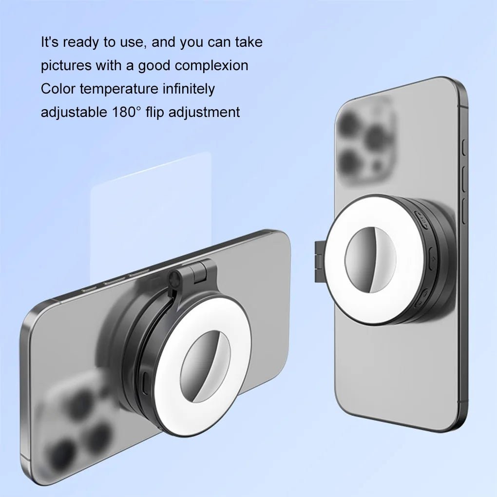 Magnetic Light Portable Selfie Light for iPhone 17 16 15 14 13 12 Pro Max Fill Light Phone Stand Selfie Video Vlog - La Tienda Bella