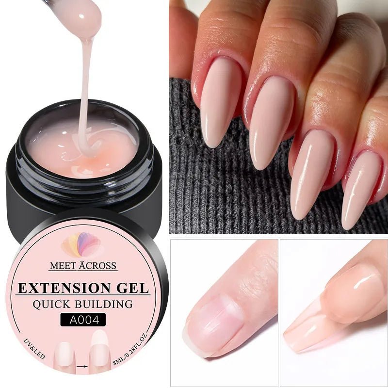 MEET ACROSS 8ML Quick Extension Nail Gel Vernis Nude Milk White Gel Nail Polish UV Semi Permanent Nails Art For Manicure Tools - La Tienda Bella