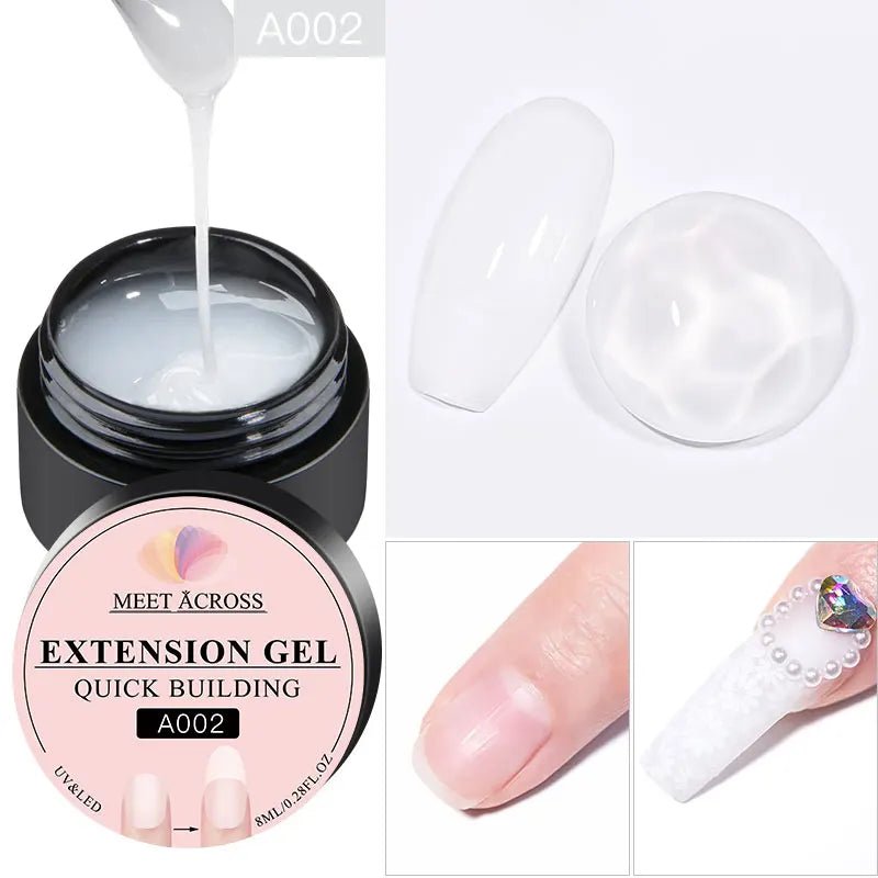 MEET ACROSS 8ML Quick Extension Nail Gel Vernis Nude Milk White Gel Nail Polish UV Semi Permanent Nails Art For Manicure Tools - La Tienda Bella